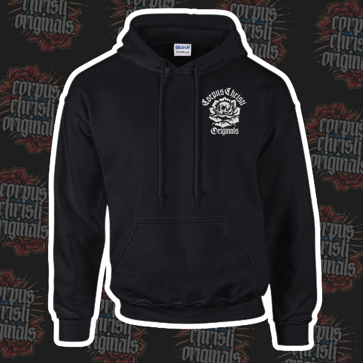 Corpus Christi Originals Rose Skull Hoodie