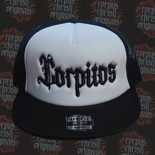 Corpitos Foam Trucker Cap/Hat - Version 3 - White/Black