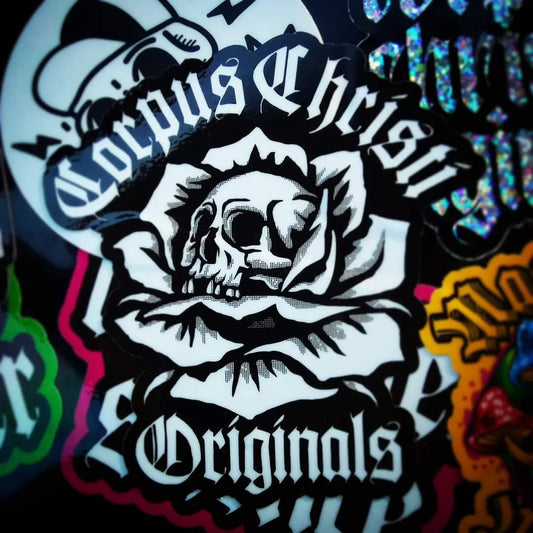 Corpus Christi Rose Skull Sticker